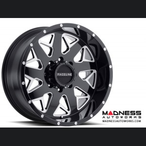 Jeep Custom Wheels (1) - Raceline - 939M - 20"x10" - Disruptor Black w/ Machined Finish